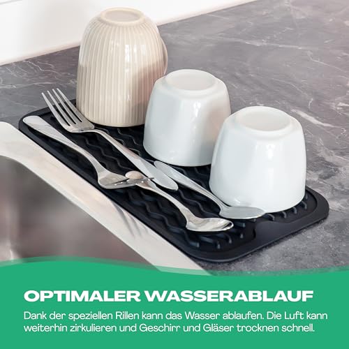 NetroxHome® Abtropfmatte Silikon 30x15 cm, rutschfest & hitzebeständig, ideal für Geschirr, Pfannen, Spülmaschine, Geschirr Abtropfmatte, für Spüle und Küche, BPA-frei & leicht zu reinigen