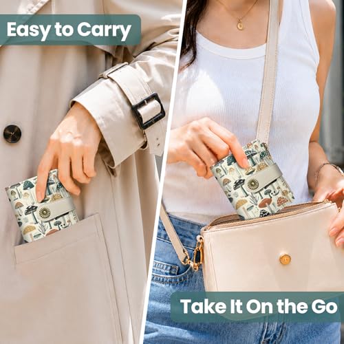 Image of Small Wallet for Women, RFID Blocking Bifold Card Holder Wallet with 10 Card Slots, Cash Compartment, Zipper Coin Pocket & ID Window, Cute Soft Vegan Leather Compact Wallet, Mushrooms Grove