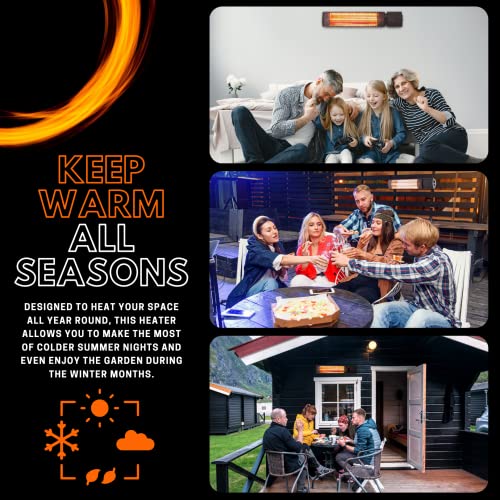 Starlyf Radiant Heater Stufa A Infrarossi 2000W | Riscaldatore Elettrico Da Esterno E Interno IP65 Con Telecomando | Calore Istantaneo, 2 Livelli Di Potenza, Basso Consumo Ed Alta Resistenza - 6