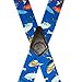 Suspender Store Novelty Fish On Blue Suspenders - 2-Inch Wide Elastic - X-Back - Gator Clip - 54