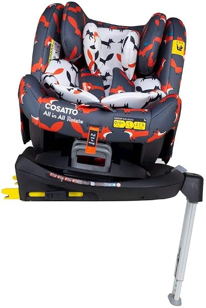 Cosatto All in All Rotate 360° Swivel Spin Car Seat - Group 0+123, 0-36 kg, 0-12years, ISOFIX, ERF, Anti-Escape (Charcoal Mister Fox) - 1
