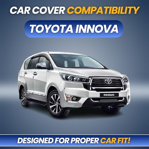 Image of Car Cover for Toyota Innova | 100% Waterproof Heavy-Duty 3-Layer Car Body Cover | All-Weather Rain UV Sun & Dust Protection |Custom Fit | Mirror & Antenna Pockets |Navy Blue