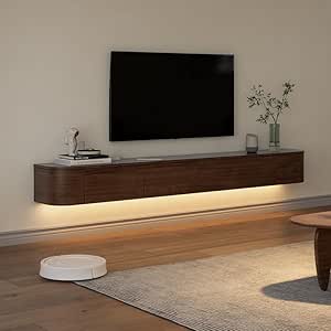 TULAZOU TV Lowboard TV Board Hanging I 180 cm - 240 cm I TV Cabinet Wall Cabinet Living Wall Unit / Brown I 220 cm : Amazon.de: Home & Kitchen