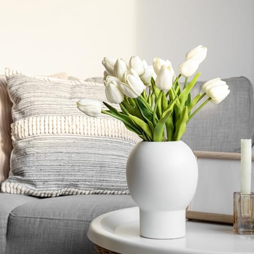 QUARKZMAN 10 Stück Tulpen Künstliche Blumen, Künstliche Blumen Gefälschte Tulpenstiele Real Touch für Hochzeitsstrauß Tisch Party Dekoration (Hellblau)