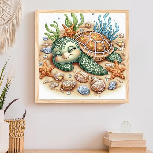 Image of AiYuanzsh DIY Diamond Art Painting Kits for Adults, 5D Special Shape Crystal Rhinestone Diamond Art Kits for Beginners, for Home Wall Decoration Gift 12x12 inch, Turtle Sleeping