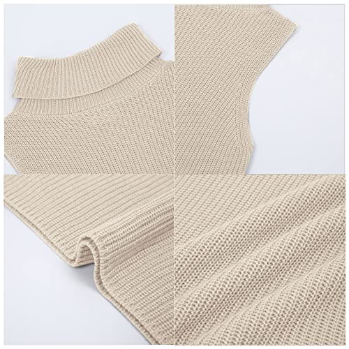 Image of Womens Sleeveless Sweater Vest Turtleneck Ribbed Knit Tank Tops Basic Slim Fit Top