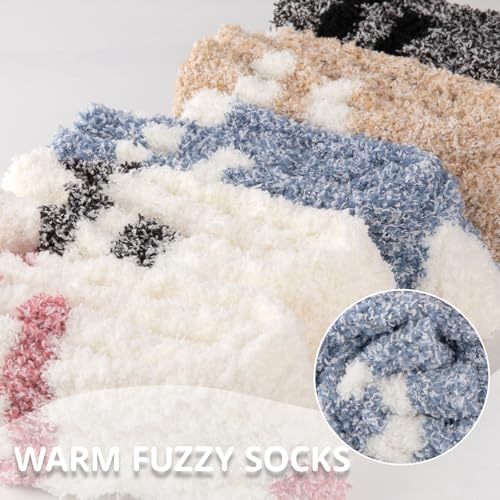 Image of Fuzzy Socks for Women Cozy Fluffy Soft Warm Comfy Winter Slipper Socks 5 Pairs