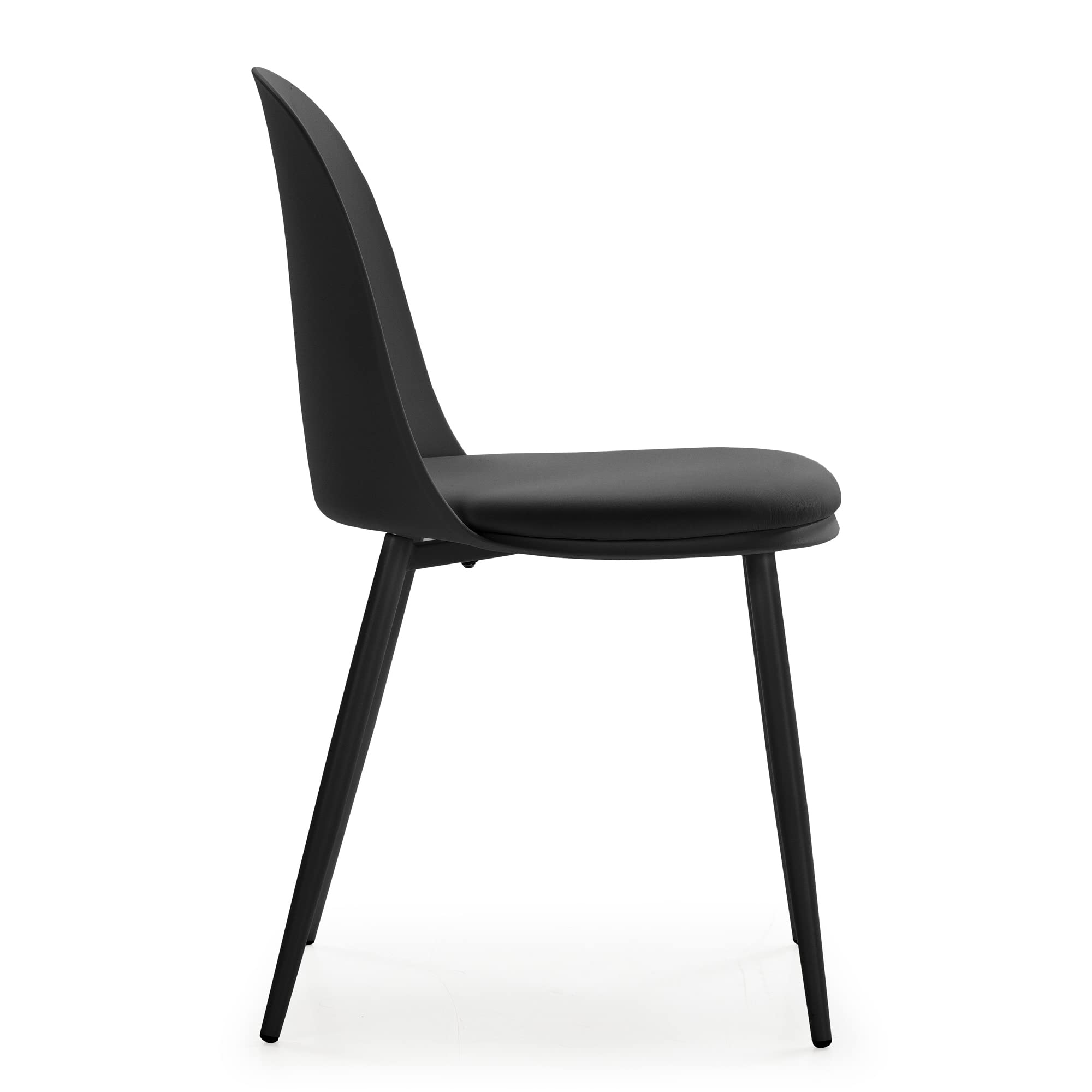 HOMN LIVING Set di 4 sedie Kana Nere, Gambe in Metallo e Sedile Imbottito, 45 cm (Larghezza) 51,5 cm (profondità) 83 cm (Altezza)