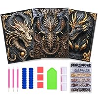 Diamond Painting Set 5D für Erwachsene – 3er Set Drache Design, Diamantbilder 30x40 cm, DIY Kunst Set, Malen nach Zahlen, Tiermotive, Dekoration, Hochwertige Diamanten, Kunst für Zuhause, Ohne Rahmen