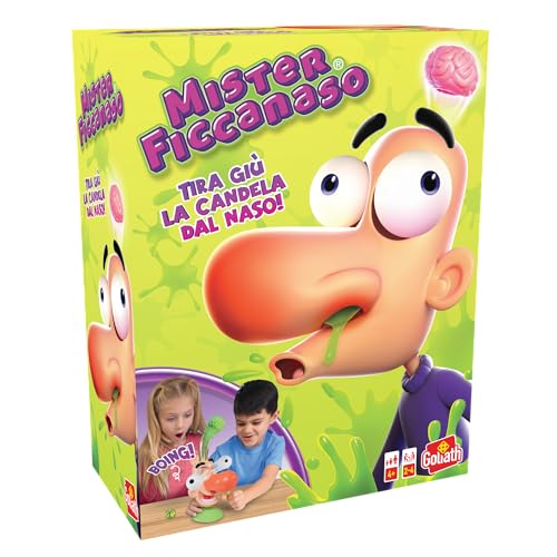 Goliath - Mr. Ficcanaso - Gioco d'azione e di abilità per bambini dai 4 anni - Tira il Moccio da Naso - Gioco da tavolo da giocare in famiglia o con gli amici - Da 2 a 4 giocatori - 15 minuti