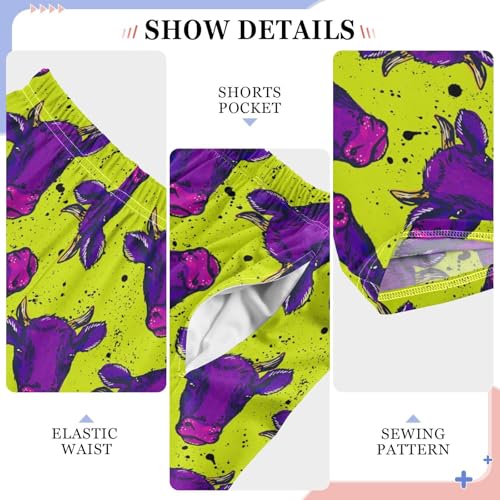 ZZXXB Cow Boys Long Pants Soft Trousers Elastic Waist Kids Lounge Bottoms with Pockets S-XL4