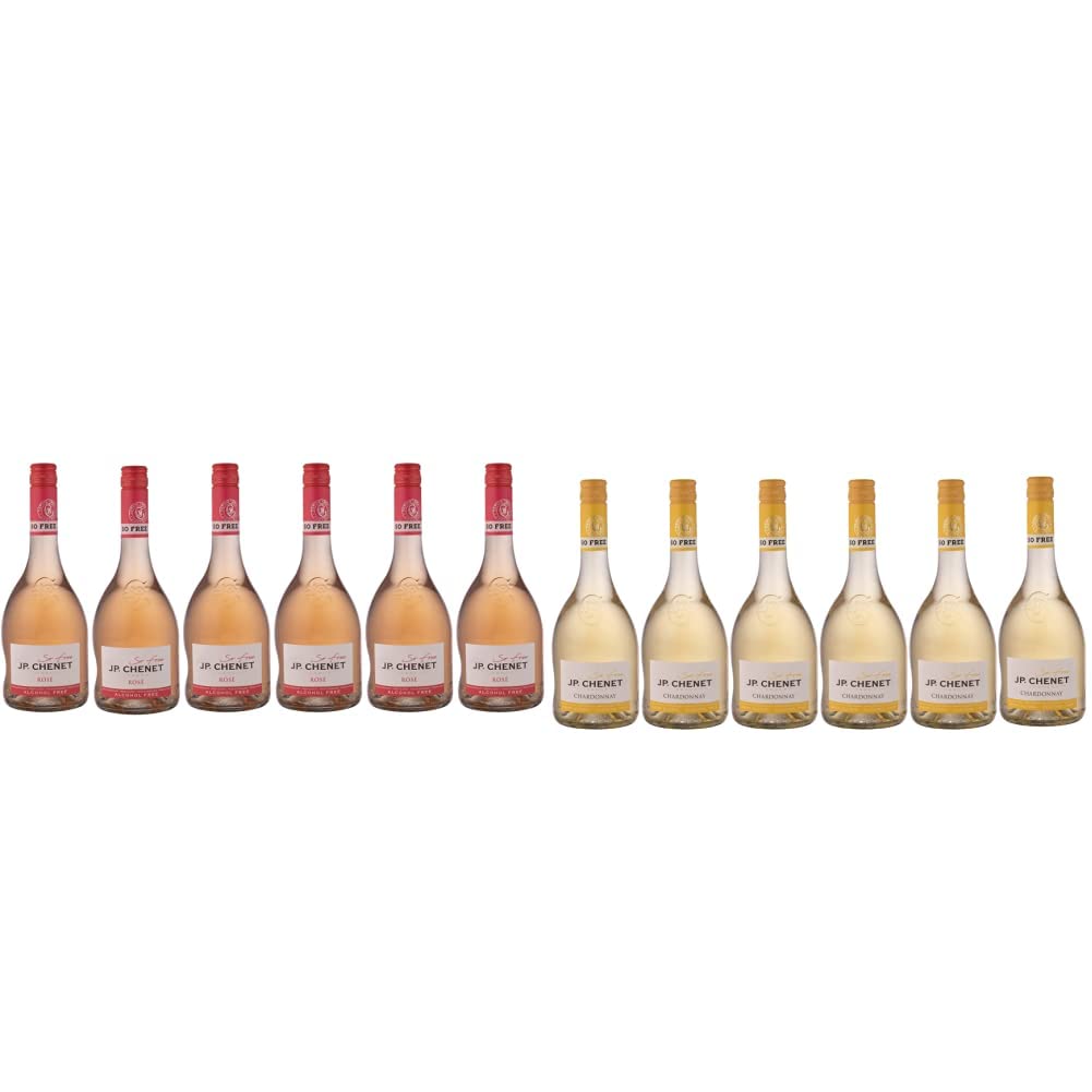 J.P. Chenet So Free - Vin rosé sans alcool - Sans arômes ajoutés, goût authentique (6 x 0.75 l) & So Free Chardonnay Vin blanc sans alcool - Sans arômes ajoutés, goût authentique(6 x 0.75 L)