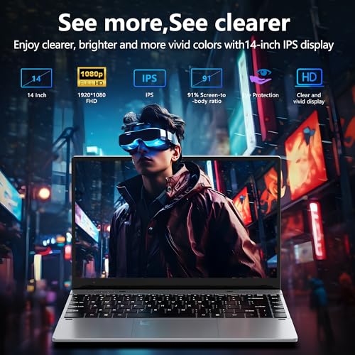 Image of FUNYET Touchscreen Laptop Computer 2026, 14 Inch 2 in 1 Gaming Lap Top Windows 11 Pro, 16GB RAM 1TB SSD, Intel N100 Processor, Office 365, Fingerprint Unlock, Backlit Keyboard, Wi-Fi 6
