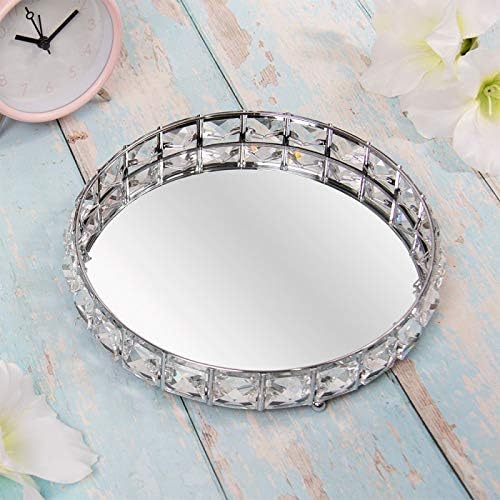 L&P LP46681 Round Crystal Design Tray, Silver, 20 cm
