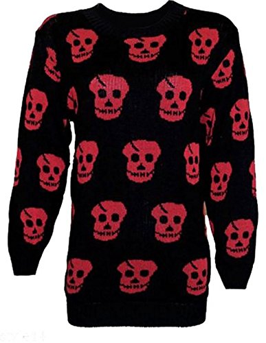Islander Fashions Ladies Manga Larga Cr�neo Estampado Punto Jersey Top Vino XX Grande