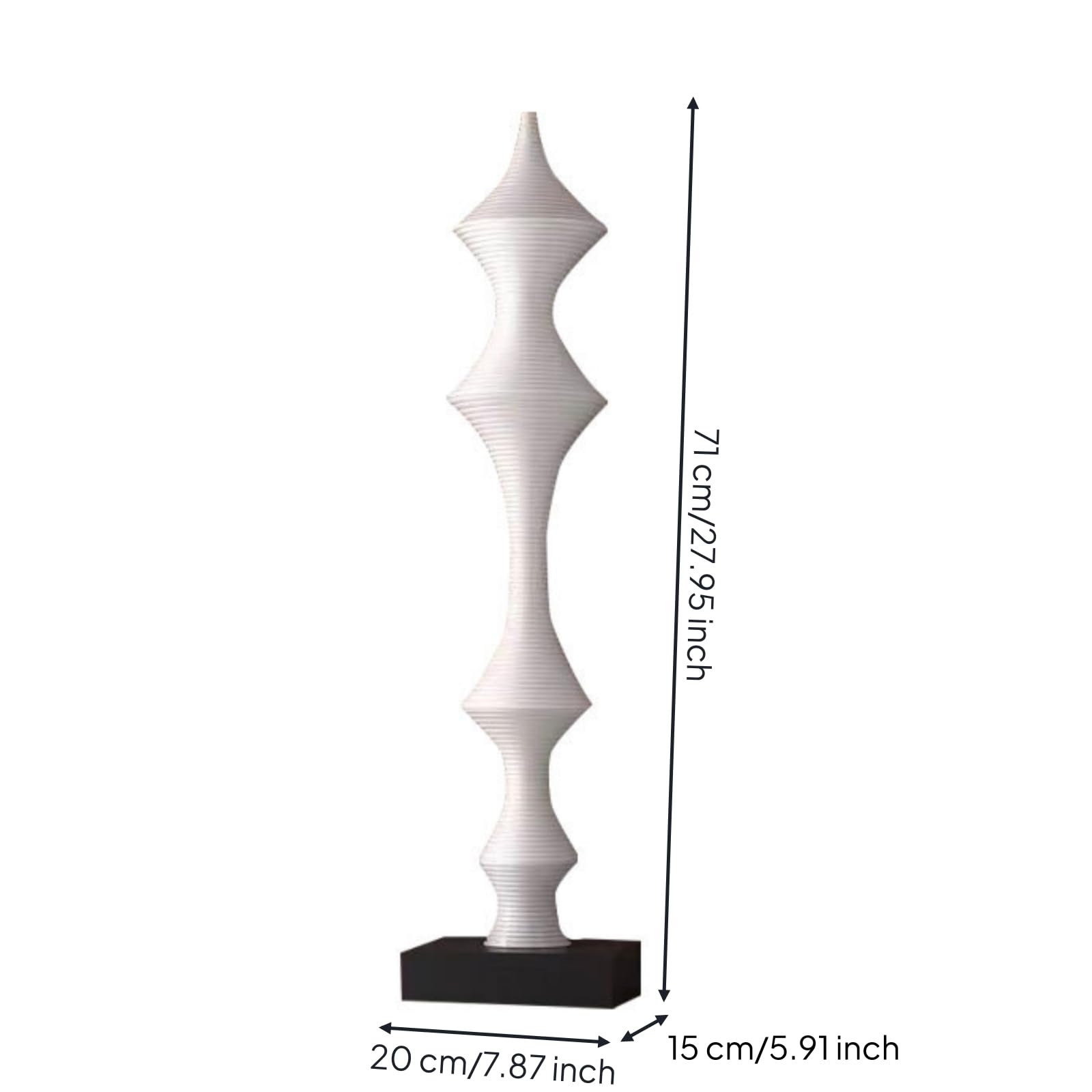 Gralara Skulptur mit Sockel Nicht Gegenständlich Statue modern Plastik für Flur, Büro, Weiß, 20 15 71cm