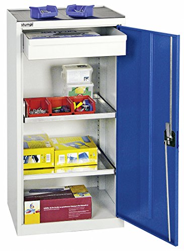 Werkzeug- und Materialschrank Serie 2000, 7035/5010, 1 Schublade, 2 Fachböden