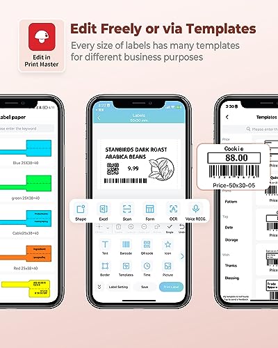 Phomemo Label Printer - M110 Thermal Label Printer, Upgraded Bluetooth Portable Label Maker For Product, Address, Small Business, Sticker, Home, Diy For Phone/Tablet/Pc/Mac, With 100 Labels, Baby Pink #TOP3