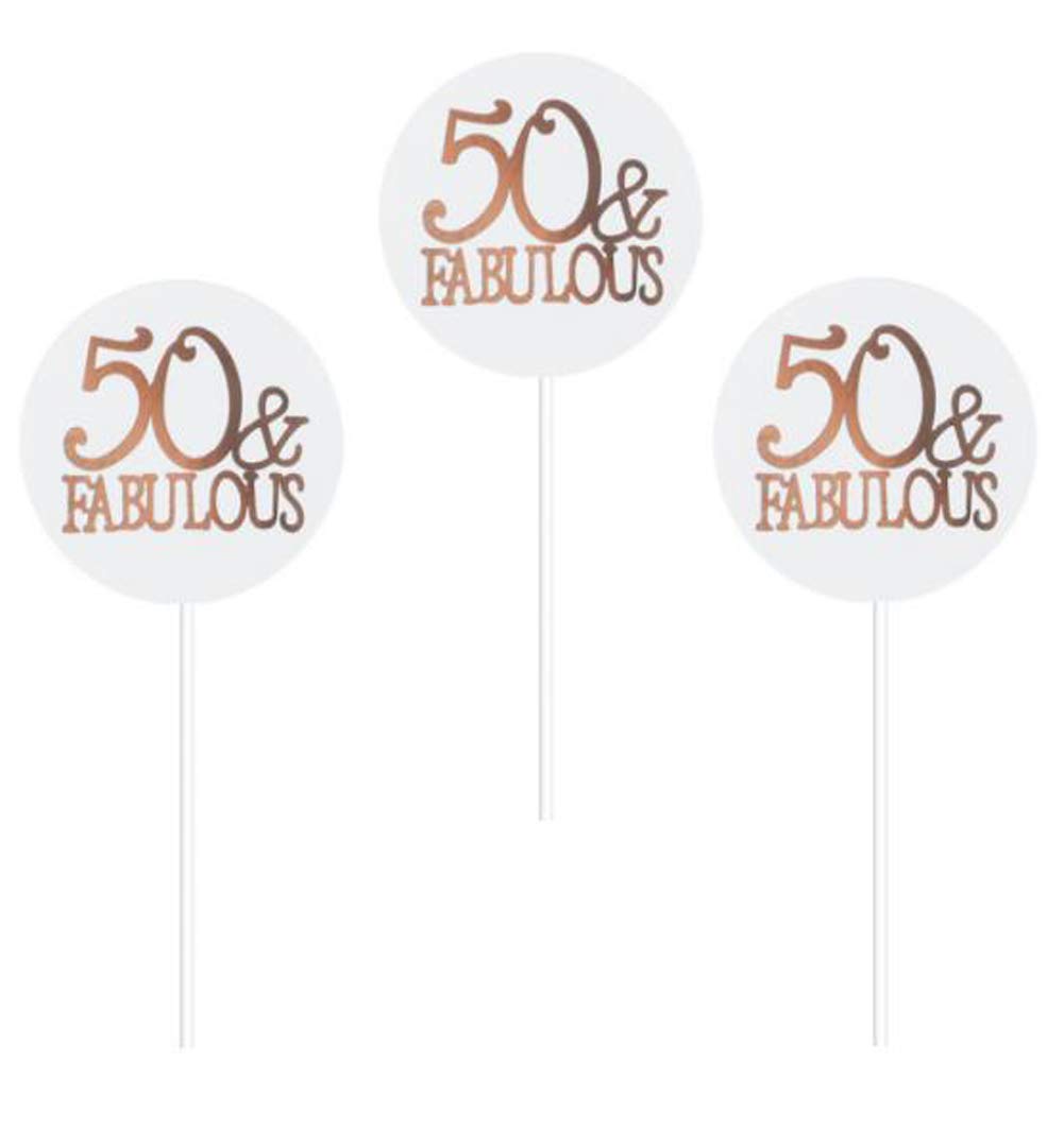 Buy 24 Pack of Rose Gold Foil 50 and Fabulous Cupcake Toppers 50th