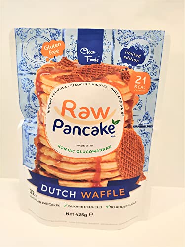 CleanFoods Pfannkuchen Raw Pancake Dutch Waffle 425g Packung I Konjac Glucomannan I nur 21 Kalorien je Pancake I Zubereitung in 2 Minuten