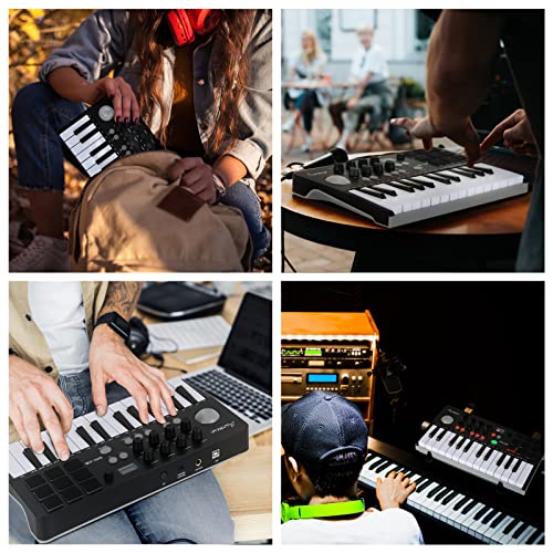 Asmuse Emk-25 Portable Midi Keyboard, Bluetooth Midi Keyboard Controller With 8 Backlit Drum Pads, 8 Knobs For Mobile Music Production #TOP6