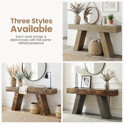 63-Inch Long Console Table Entryway Table with Storage Drawer, Natural Wood - image 8