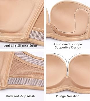 DELIMIRA Beugelbeha Voor Dames Licht Gewatteerde, Plus Size Kanten Strapless Bh Roze Wit 80F