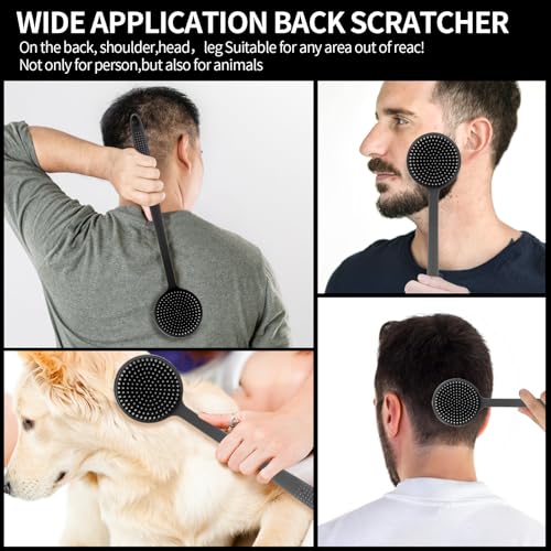 VWMYQ Back Scratcher, 2024 New All Body Scratcher with 2 Scratch Surface, Back Massager & Scalp Massager & Scalp Exfoliator, Deep Back Scratcher for Men/Women, Long Handle Backscratchers for Adults