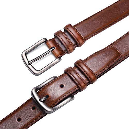 Autolock Mens Belt, Genuine Leather Dress Belt Classic Casual 1 1/4" Wide Belt With Single Prong Buckle - Thumbnail 3