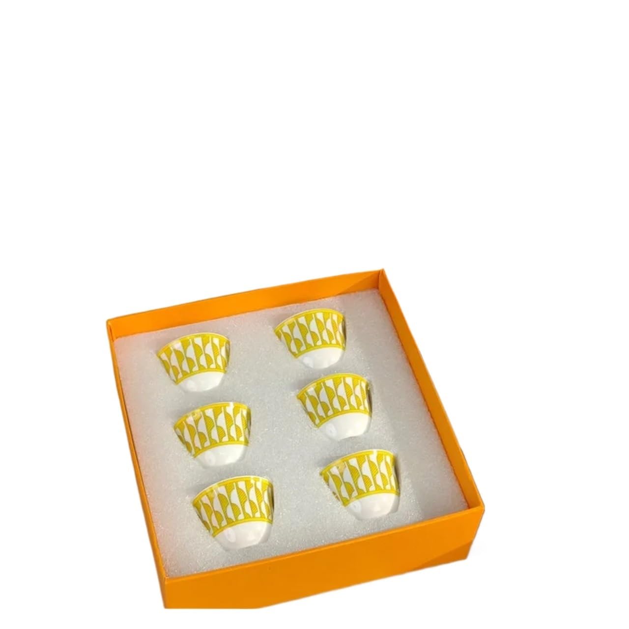 Kaffeetassen Set,Kaffee Tassen Sets 6 Teile/satz Luxus Keramik Teetasse Kaffee Tassen Tee Milch Trinken Becher for Home Küche(H yellow)