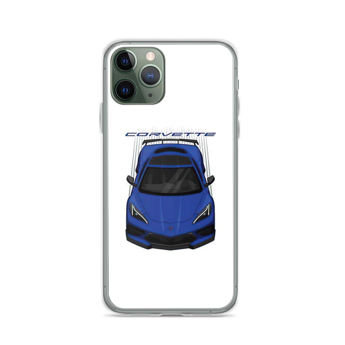 Phone Case C H E V R O L E T Corvette C8 2020 - Carbon Fibre Package - Elkhart Lake Blue Compatible with iPhone 6 6s 7 8 X Xs Xr 11 12 Pro Max Mini Se 2020 Shockproof Bumper Scratch
