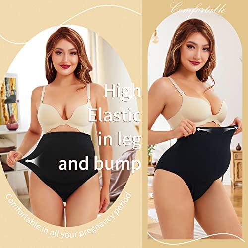 Josergo Women's Seamless Maternity Underwear Over Bump Belly Support Pregnancy Panties Hi-Waisted Shapewear Brief 3 Pack #TOP3