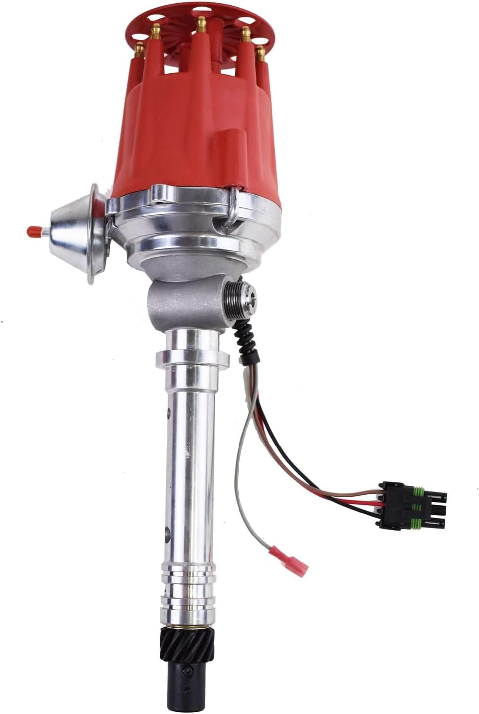 A-Team Performance Tach Drive Distributor - Red Cap Pro Billet Distributor with Magnetic Pickup & CNC Billet Aluminum Body - 262-454 Ci - Compatible with Chevy Small Block & Big Block V8 Engines