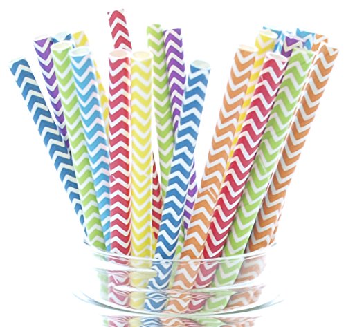 Pitillos de papel chevron arcoíris paquete 25