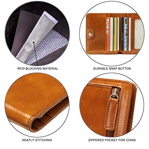Itslife Women's Rfid Blocking Small Compact Bifold Leather Pocket Wallet Ladies Mini Purse With Id Window (Waxed Brown) #TOP5