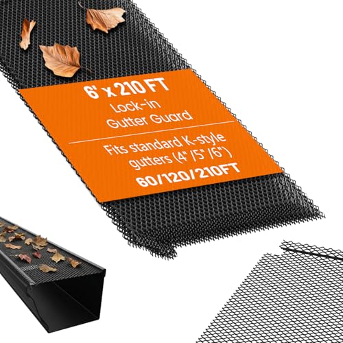 210 ft Mesh Gutter Guards 6 inch (70 Pack) - Fits 4,5,6 Inch K Style Gutters - Professional Black Steel Screens - Snap In Leaf Protector - Easy Rain Gutter Covers for Leaves