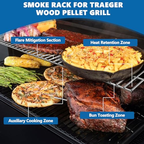 Image of SafBbcue Grill Warming Rack for Traeger Woodridge TFC97XLH TFB97JLH TFC97JLK, Stainless Steel Grill Upper Rack Replacement Parts for Traeger Wood Pellet Grill