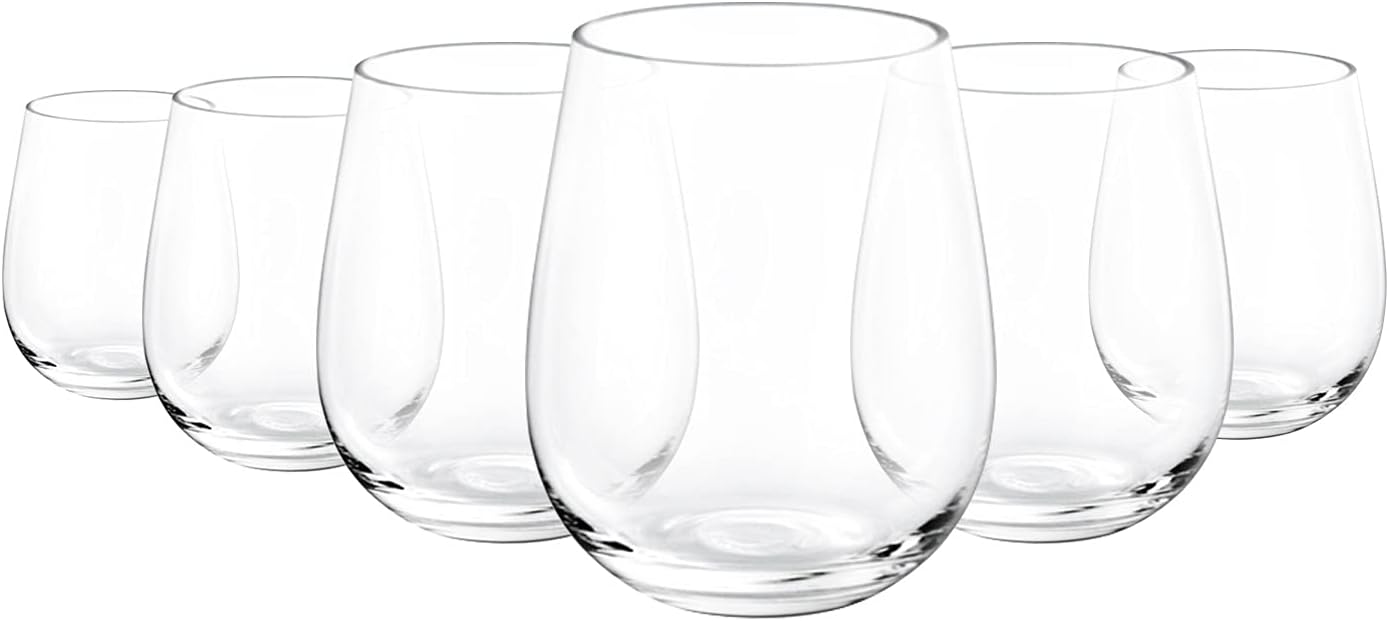 Acrylic Clear Unbreakable Stemless Wine Glasses 18Ounce, Set of 6