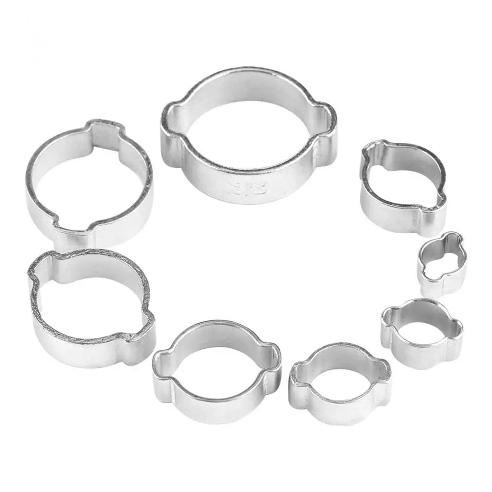 10pcs Clamps Zinc Plated Hose Clamp Stainless Steel Two-Ear Pipe for Woodworking 5-23mm for Fule Petrol Tube(11mm)