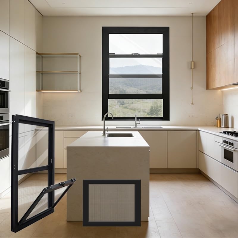 Repuesto de ventana corredera de 58 x 102 cm, marco de aluminio, ideal para sótanos, duchas, gallineros, fácil instalación, acabado negro