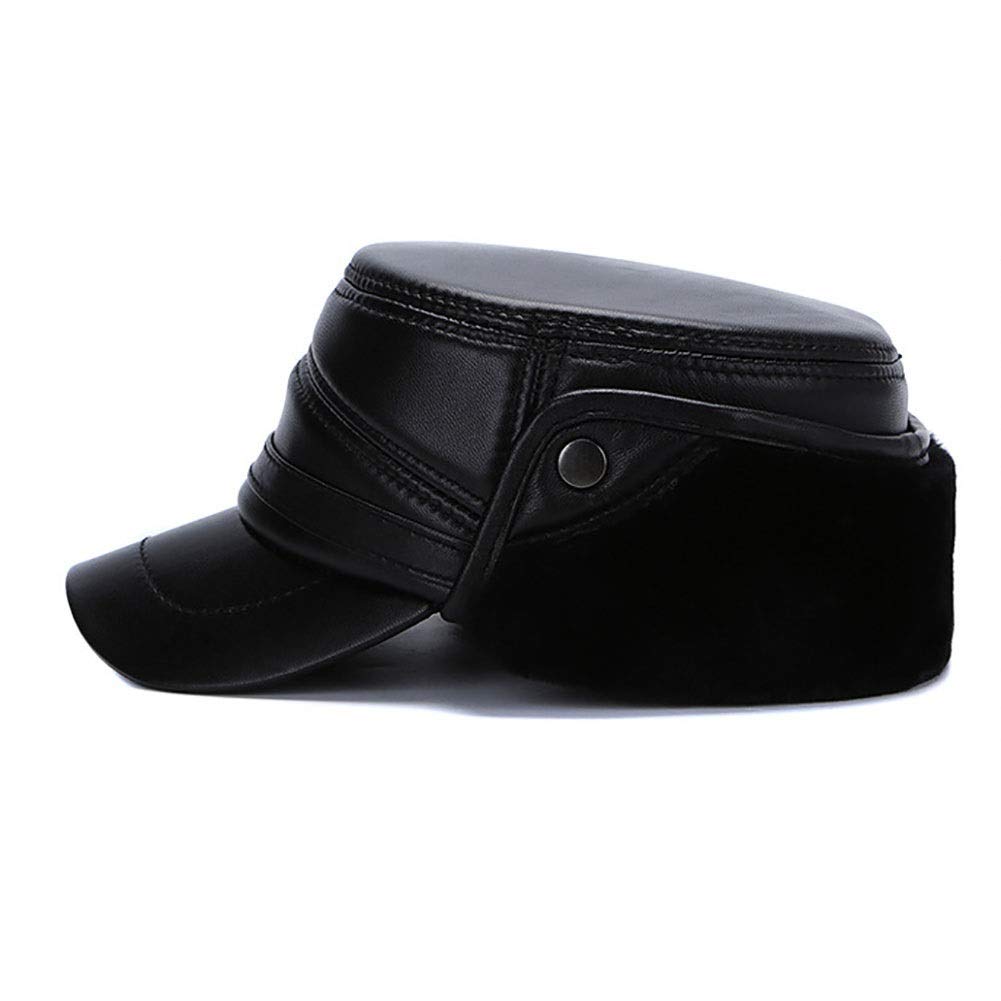 Sombreros de invierno, invierno El sombrero plano de la gorra de béisbol de cuero de edad avanzada más sombrero de terciopelo con protección contra el oído