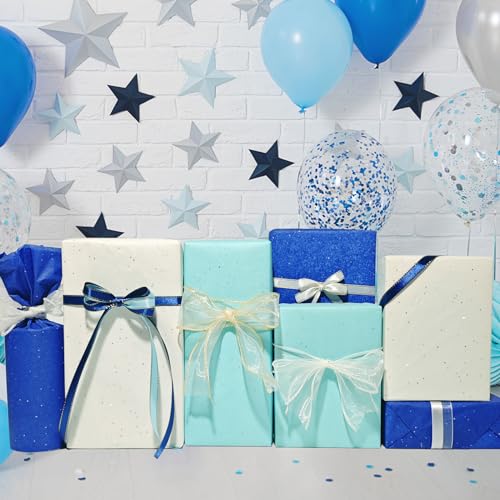 LIAPAWPAW Papel de Seda para Sacolas de Presente, Papel de Seda Azul com Lantejoulas Brilhantes para