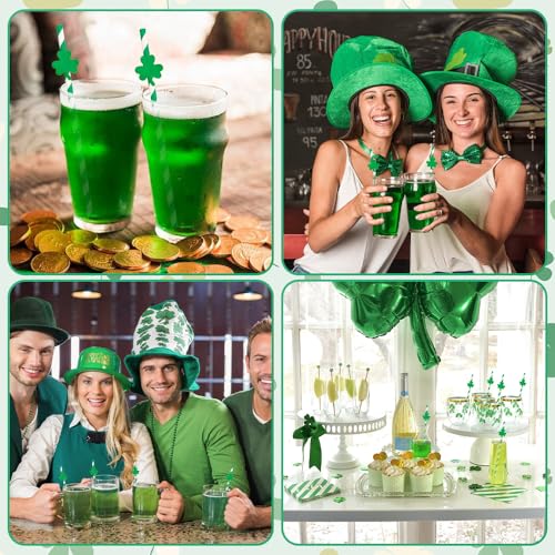 60 pitillos de papel verdes para fiestas temáticas miniatura 5