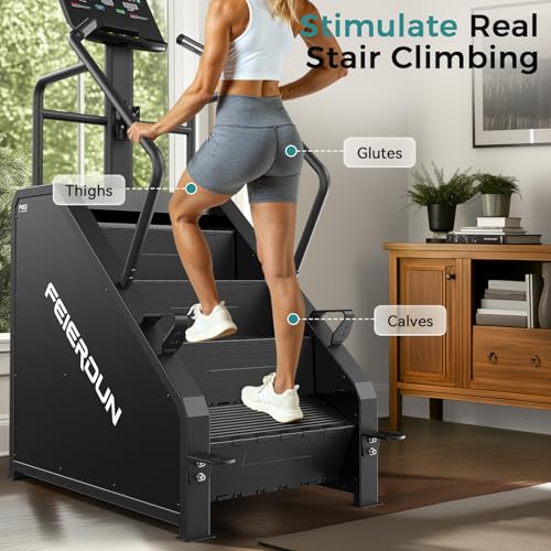 Image of FEIERDUN SC3 Stair Stepper Machine for Home Gym, Commercial Grade Stair Climber with LED Screen, Stair Machine with 15 Speed Levels for Cardio and Lower Body Workout, 660LBS Capacity, 24-164 Steps /Min