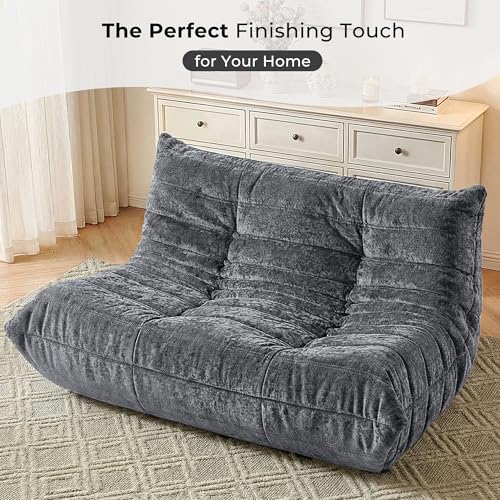 Image of HABUTWAY Giant Bean Bag Chairs Loveseat for Adults,2 Seater,Grey