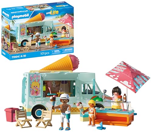 PLAYMOBIL | Vacation on The Beach | Camioneta de Helados con Tienda de Surf | Juguete para Mayores de 4 años | Regalo Ideal para niños | Aventura en la Playa con Figuras y vehículo | 71904