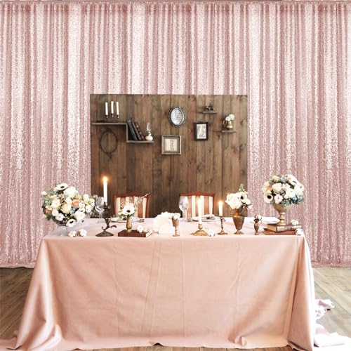 10×10FT Rose Gold Sequin Backdrop Curtain, Photography Backdrop Glitter Curtains Fabric Background for Wedding Party Decor