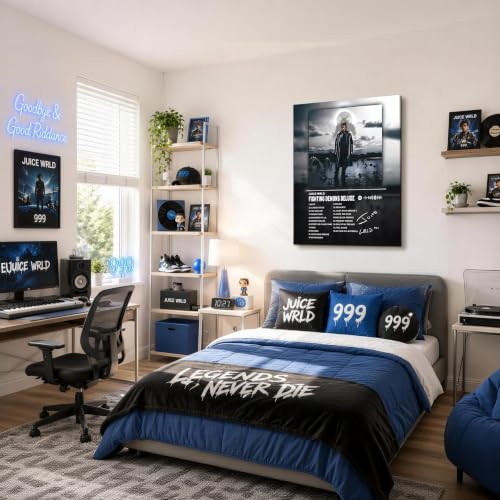 Image of Juice WRLD Canvas Wall Art, Rapper Collage Poster Print, Hip Hop Music Artwork for Bedroom Studio Gaming Room Decor, Vibrant Album Cover Picture Print Framed Music Wall Painting 16X20