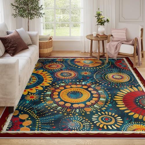Tapis de chambre lavable à poil bas géométrique abstrait - 6