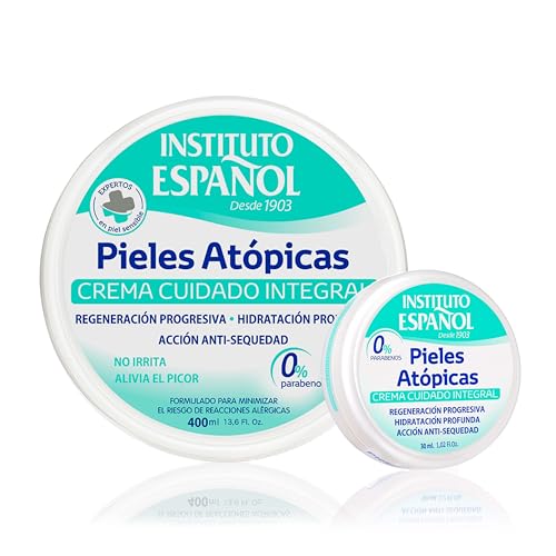Instituto Español Crema Corporal Hidratante Para Piel Atópica,Tratamiento Anti Sequedad Irritaciones y Picores, Cuidado Piel Atópica, Sensible, Seca, Set 430ml
